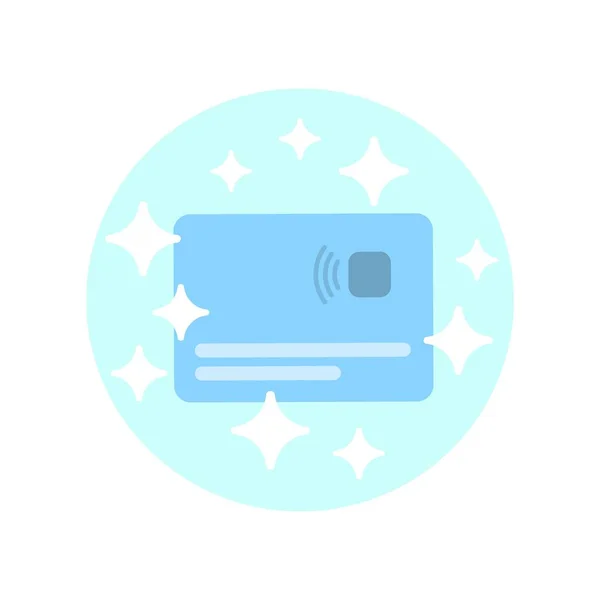 Niebieska Ikona Karty Bankowej Iskrami Białym Tle Płaska Ilustracja Grafika — Wektor stockowy