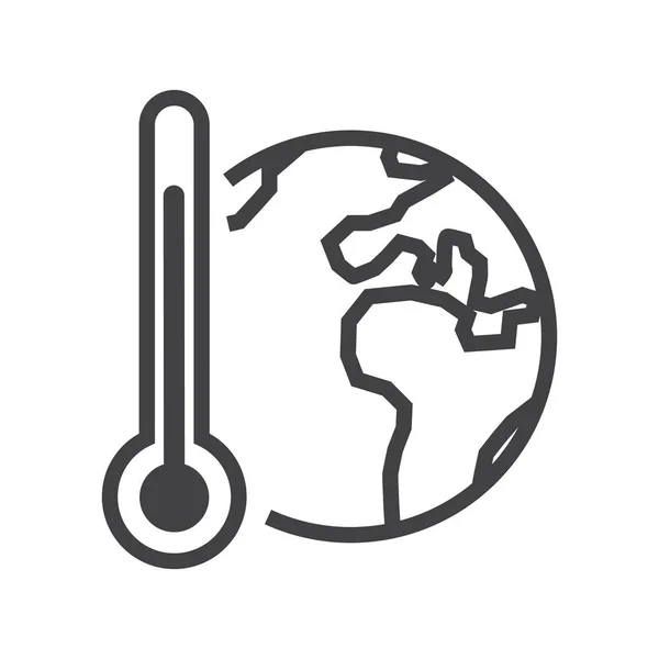 Glob Med Termometer Ekologiikoner Redigerbar Stroke — Stock vektor