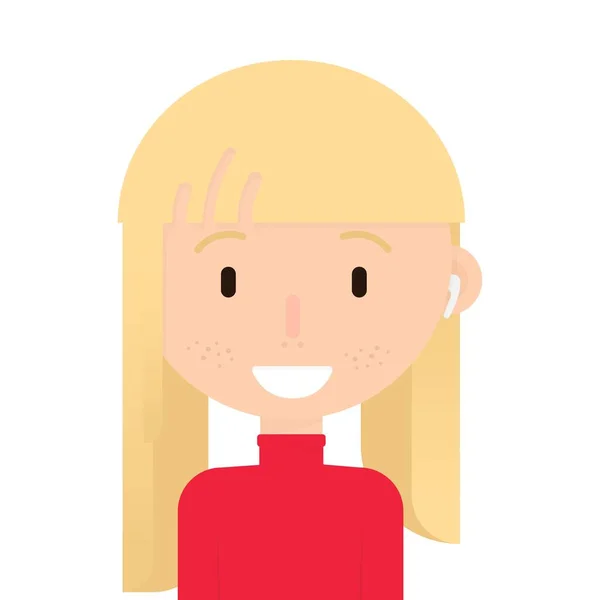 Fille Souriante Avec Avatar Blond Piratage Écouteurs Style Plat Sur — Image vectorielle