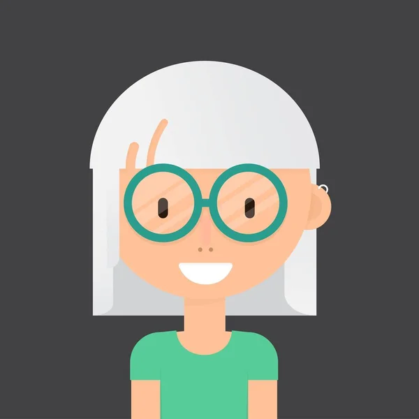 Açık Gri Saçlı Avatar Korsan Kulaklık Takan Gülümseyen Kız Beyaz — Stok Vektör