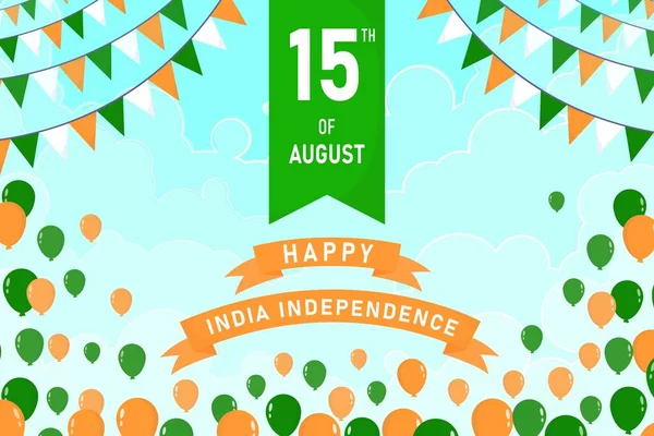 Hindistan Bağımsızlık Gününüz Kutlu Olsun Tatil Posteri Tebrik Kartı Bayrak — Stok Vektör
