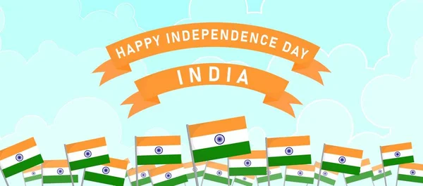 Feliz Dia Independência Índia Poster Férias Cartão Saudação Banner —  Vetores de Stock