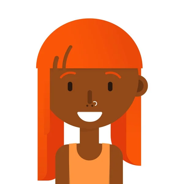 Sourire Fille Africaine Avec Avatar Cheveux Roux Piratage Écouteurs Style — Image vectorielle