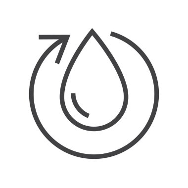 Çember sembollü su damlası. Ekoloji ikonları. Düzenlenebilir vuruş.