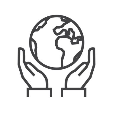 El ele tutuşma küresi. Ekoloji ikonları. Düzenlenebilir vuruş.