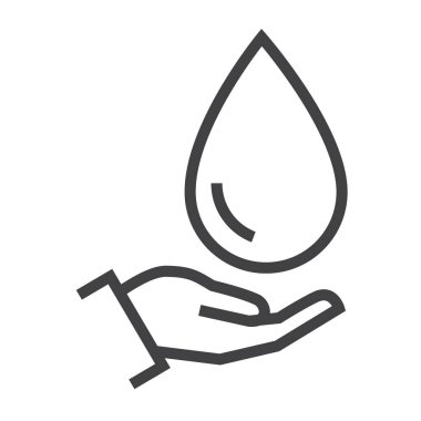 El ele tutuşarak su damlası. Ekoloji ikonları. Düzenlenebilir vuruş.