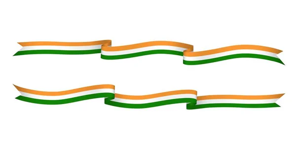 Glanzend Golvend Lint Met India Nationale Vlag Kleur — Stockvector