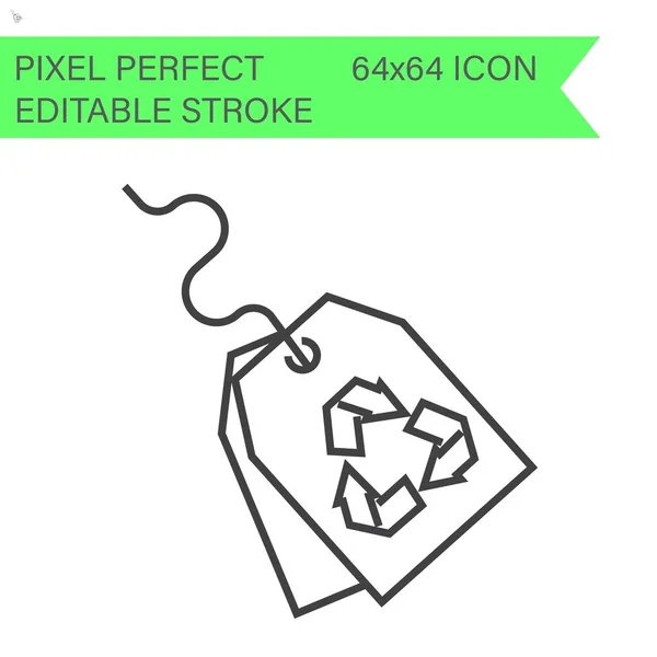 Een Label Met Een Recyclingsymbool Ecologie Pictogrammen Editable Stroke 64X64 — Stockvector