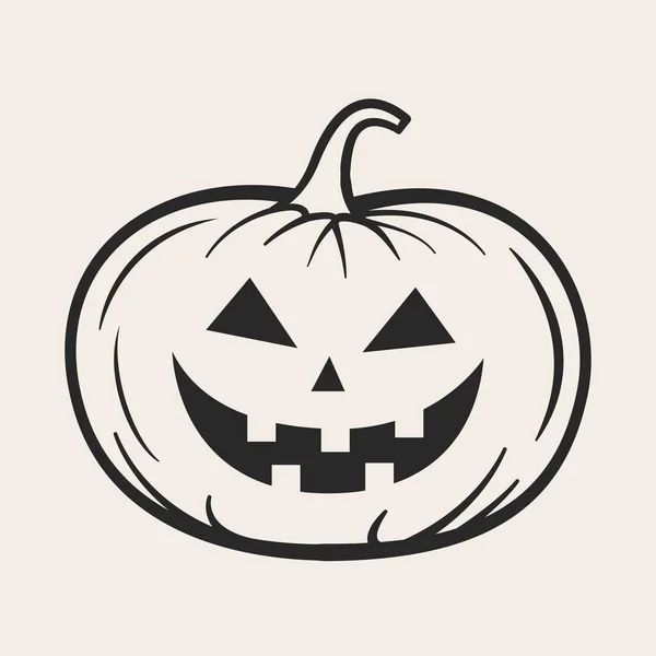 Halloween Sütőtök Ikon Fekete Fehér — Stock Vector