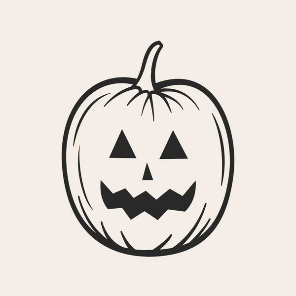 Halloween Tök Lapos Ikon Fekete Fehér — Stock Vector