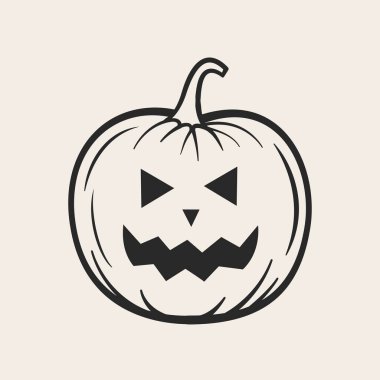 Cadılar Bayramı balkabağı düz ikonu, siyah ve beyaz