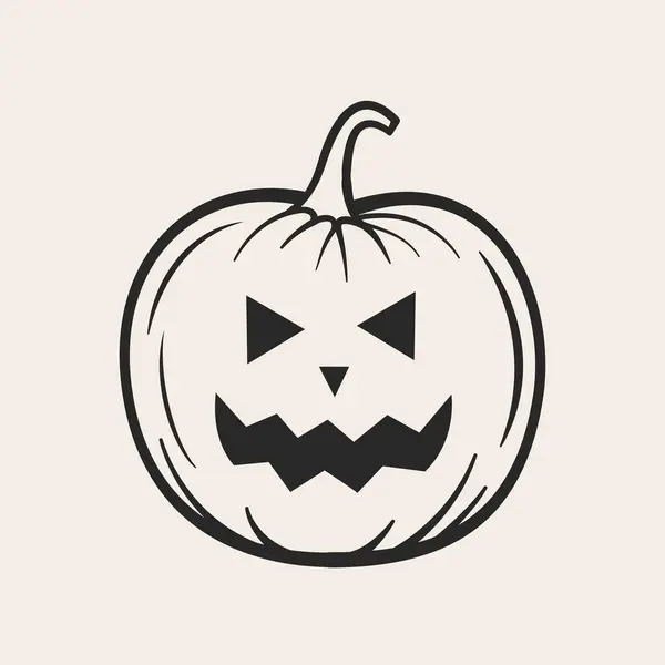 Halloween Tök Lapos Ikon Fekete Fehér — Stock Vector