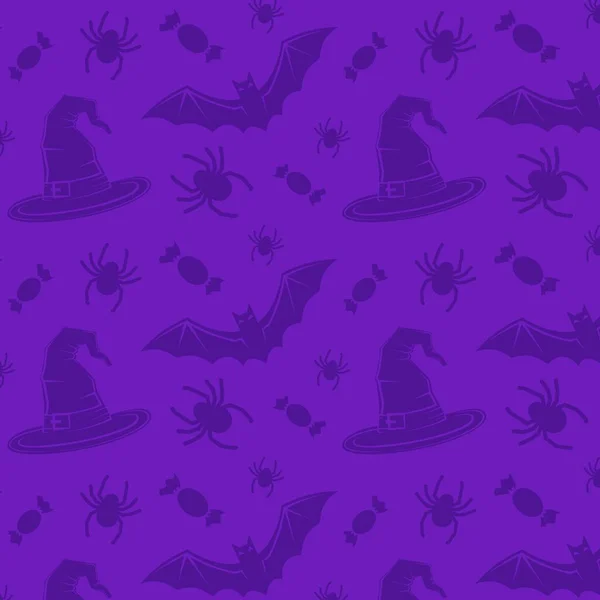 Halloween Púrpura Patrón Sin Costura Festivo Fondo Sin Fin Con — Archivo Imágenes Vectoriales