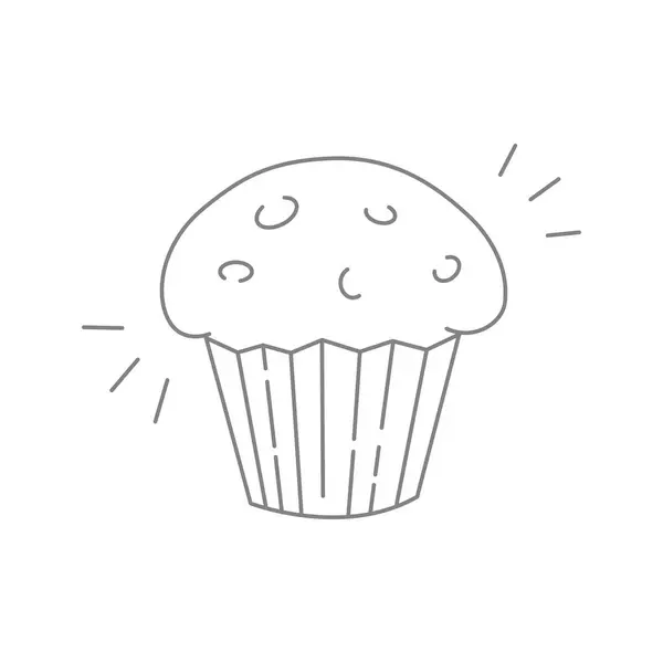 Cupcake Icoon Lijn Kunst Bewerkbare Beroerte — Stockvector