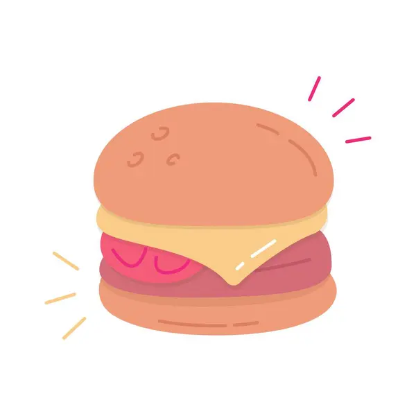 Burger Hamburger Color Flat Icon White Background — Stock Vector