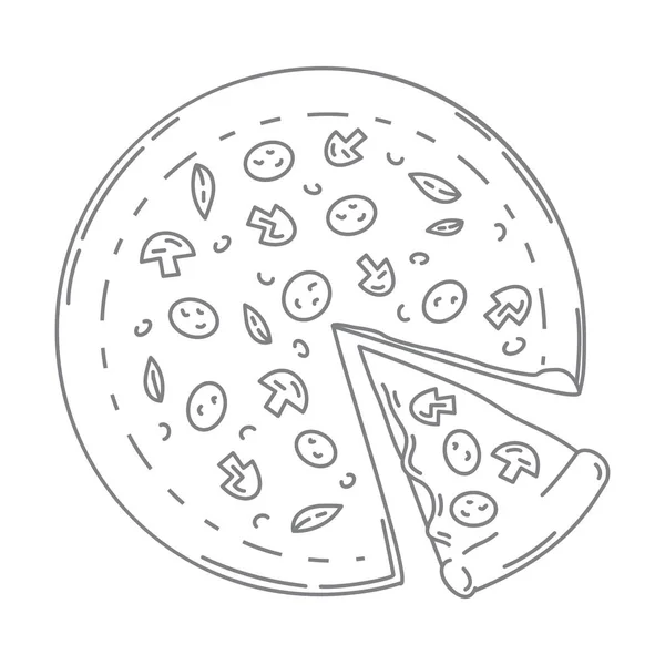 Bir Dilim Kesilmiş Pizza Ikonu Tek Bir Ithin Çizgi Simgesi — Stok Vektör