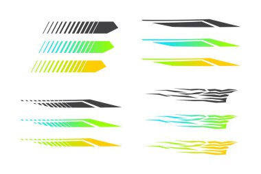 Spor çizgileri, araba, kamyon, motosiklet yarış etiketleri. Araç Grafikleri