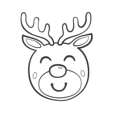 Noel geyiği. Noel ana hatları illüstrasyon, simge, boyama sayfası veya satır sanatı