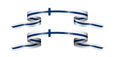 Bağımsızlık Günü için Finlandiya 'nın renklerine sahip bayrak kurdelesi seti