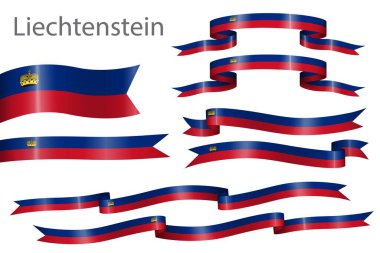 Bağımsızlık Günü dekorasyonu için Lihtenştayn renginde bayrak kurdelesi.