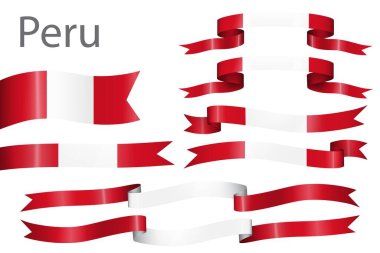 Bağımsızlık Günü dekorasyonu için Peru renklerine sahip bayrak kurdelesi seti.