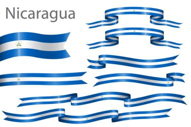 Nikaragua bayrak kurdelesi, bağımsızlık günü dekorasyonu için.