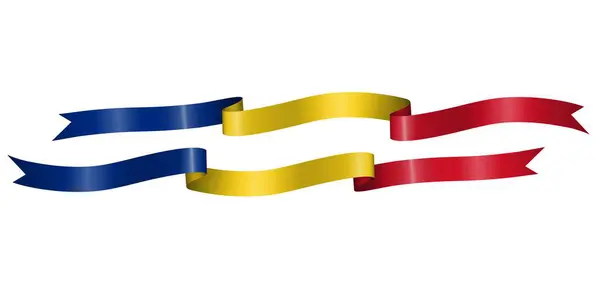 Σειρά Κορδέλα Σημαία Χρώματα Της Ρουμανίας Για Διακόσμηση Ημέρα Ανεξαρτησίας — Διανυσματικό Αρχείο