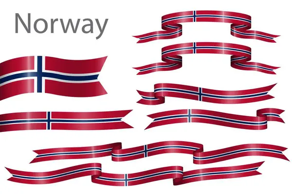 Σειρά Κορδέλα Χρώματα Της Νορβηγίας Για Διακόσμηση Ημέρα Ανεξαρτησίας — Διανυσματικό Αρχείο