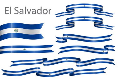 Bağımsızlık Günü dekorasyonu için El Salvador renginde bayrak kurdelesi.