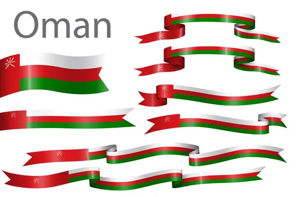 Fahnenband Mit Den Farben Des Oman Zur Dekoration Der Feierlichkeiten Vektorgrafiken