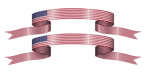 一套色彩艳丽的美利坚合众国国旗彩带庆祝独立日 免版税图库插图