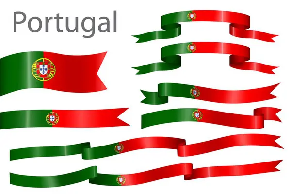 一套带有葡萄牙色彩的国旗彩带 用于独立日庆祝装饰 图库插图