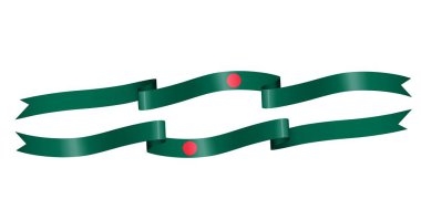 Bağımsızlık Günü için Bangladeş 'in renklerine sahip bir kurdele seti.