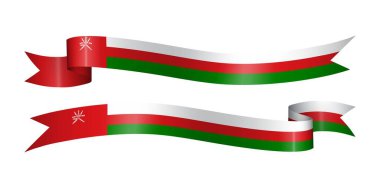 Bağımsızlık Günü için Umman bayrağı taşıyan bir kurdele seti.