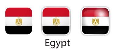 Mısır bayrak vektör simgeleri yuvarlak kare şeklinde ayarlandı