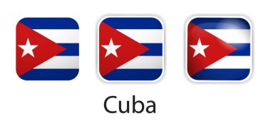 Küba bayrak vektör simgeleri yuvarlak kare şeklinde ayarlandı