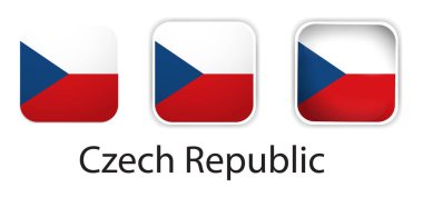 Çek Cumhuriyeti bayrak vektör simgeleri yuvarlak kare şeklinde ayarlandı