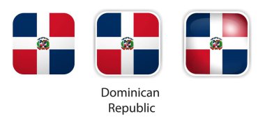 Dominik Cumhuriyeti bayrak vektör simgeleri yuvarlak kare şeklinde dizilmiş