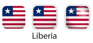 Liberya bayrak vektör simgeleri yuvarlak kare şeklinde ayarlandı