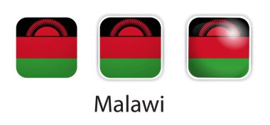 Malavi bayrak vektör simgeleri yuvarlak kare şeklinde ayarlandı