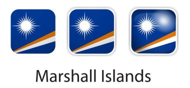 Marshall Adaları bayrak vektör simgeleri yuvarlak kare şeklinde ayarlandı