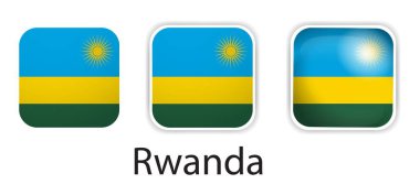 Ruanda bayrak vektör simgeleri yuvarlak kare şeklinde ayarlandı