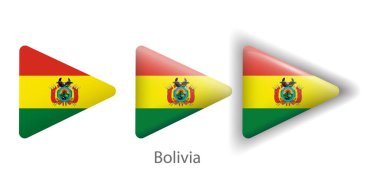Bolivya bayrak vektör simgeleri yuvarlak üçgen şeklinde ayarlandı