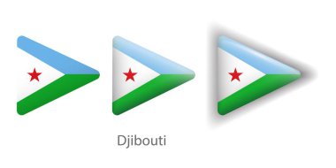 Cibuti bayrak vektör simgeleri yuvarlak üçgen şeklinde ayarlandı