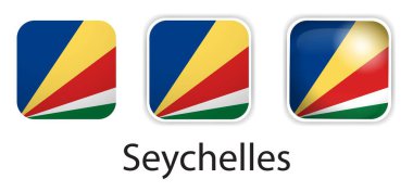 Seyşeller bayrak vektör simgeleri yuvarlak kare şeklinde ayarlandı