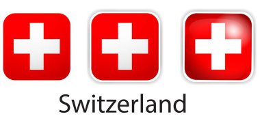 İsviçre bayrak vektör simgeleri yuvarlak kare şeklinde ayarlandı