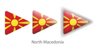 Kuzey Makedonya bayrak vektör simgeleri yuvarlak üçgen şeklinde dizildi