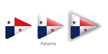 Panama bayrak vektör simgeleri yuvarlak üçgen şeklinde ayarlandı