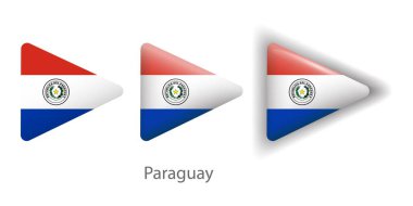 Paraguay bayrak vektör simgeleri yuvarlak üçgen şeklinde ayarlandı