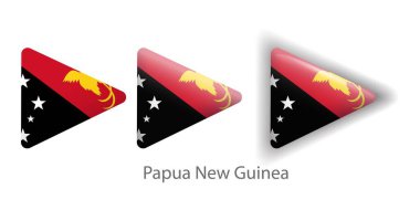 Papua Yeni Gine bayrak vektör simgeleri yuvarlak üçgen şeklinde ayarlandı